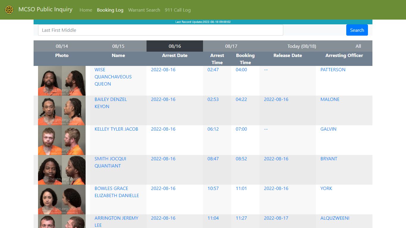 MCSO Public Inquiry: Booking Log - api.mcgtn.org